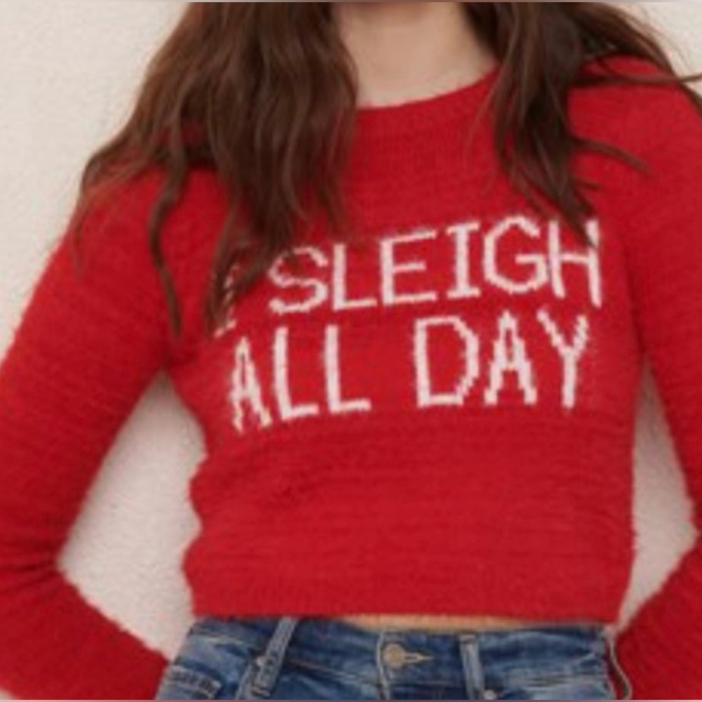 GUC red fuzzy sweater from Garage size extra small